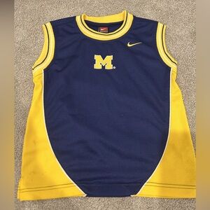Vintage look nike team university of Michigan Blue and Yellow Sleeveless Jersey
